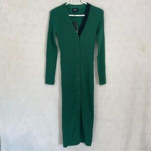Monrow NWT Waffle Knit Sweater Maxi Sweater‎ Dress Cardigan Women’s Small Green